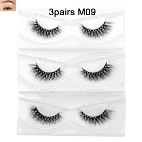 Visofree Mink Eyelashes 3D Mink Lashes Thick HandMade Full Strip Lashes Cruelty Free Mink Lashes False Eyelashes Makeup M56 (Color: 3pairs M09 no box)